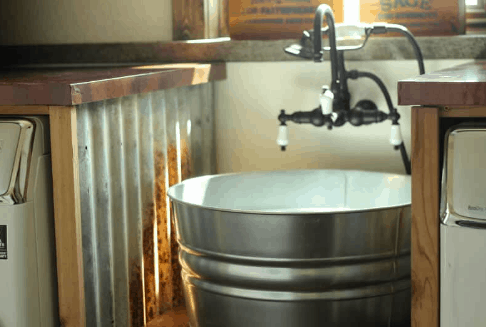 make kitchen sink out of galvanized tub